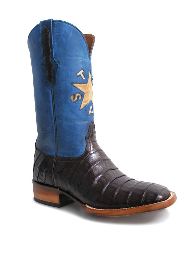 Black Jack Mens Texas Star Chocolate Caiman Belly Boots Texas Boot Company