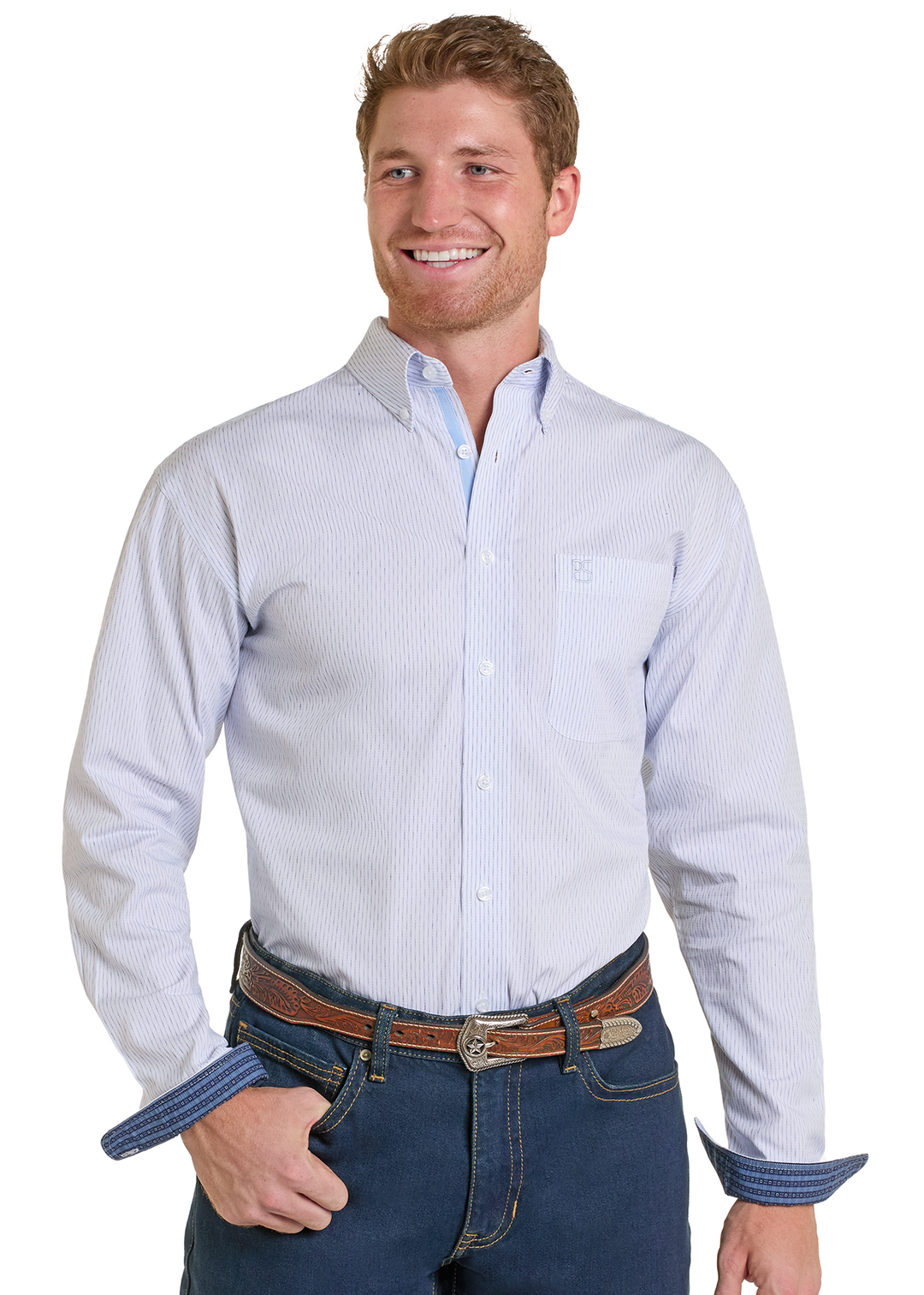 Panhandle Mens Powder Blue Long Sleeve Shirt