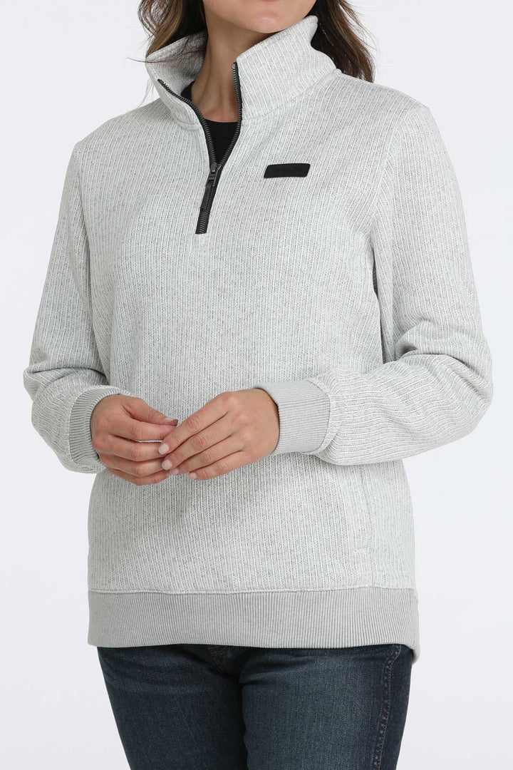 Cinch Womens Grey Quarter Zip Sweater