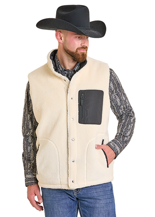 Panhandle Mens Charcoal Lined Reversible Puffer Vest