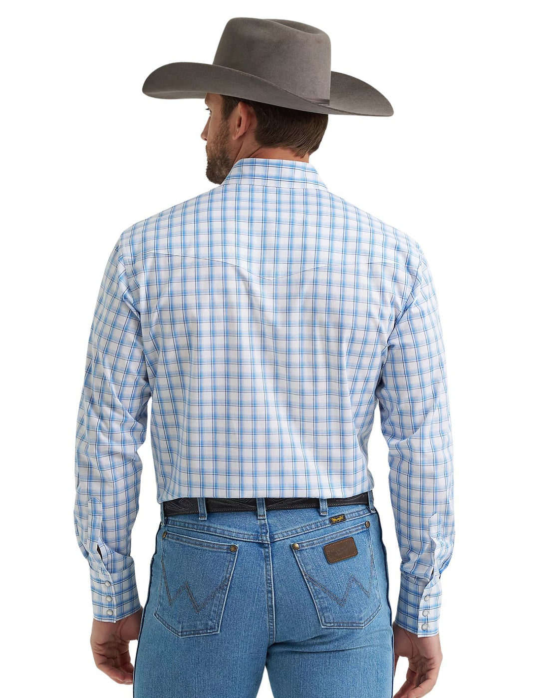 Wrangler Mens Wrinkle Resist True Blue Plaid Shirt