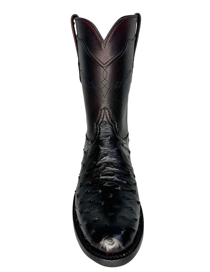 Black Jack Mens Black Cherry Ostrich Round Toe Boots