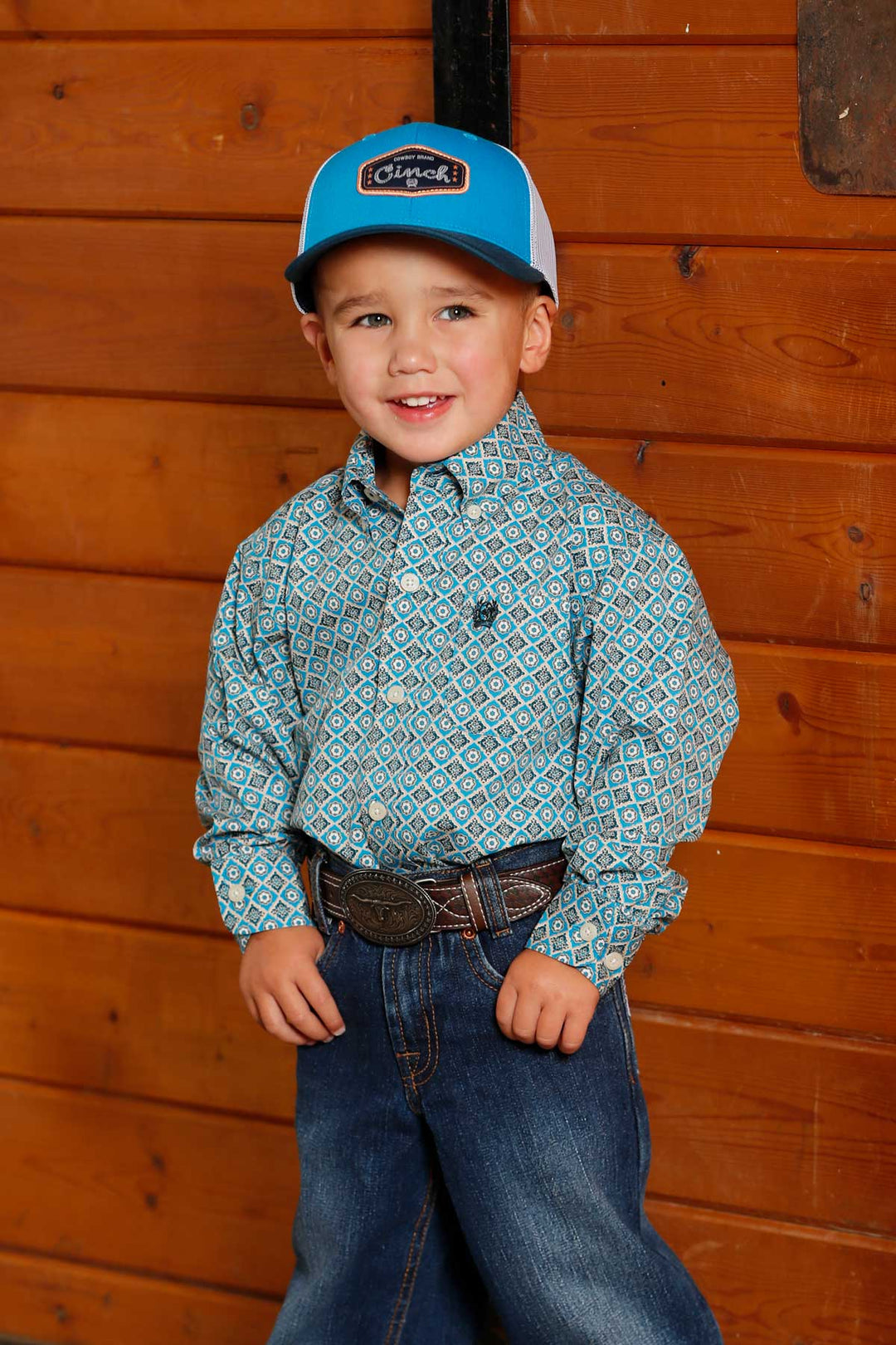 Cinch Boys Blue Printed Long Sleeve Shirt