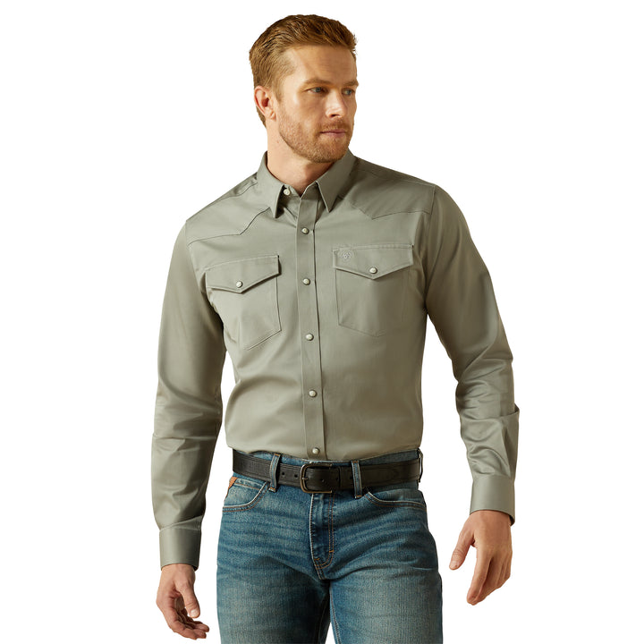 Ariat Mens Grey Solid Twill Fitted Shirt