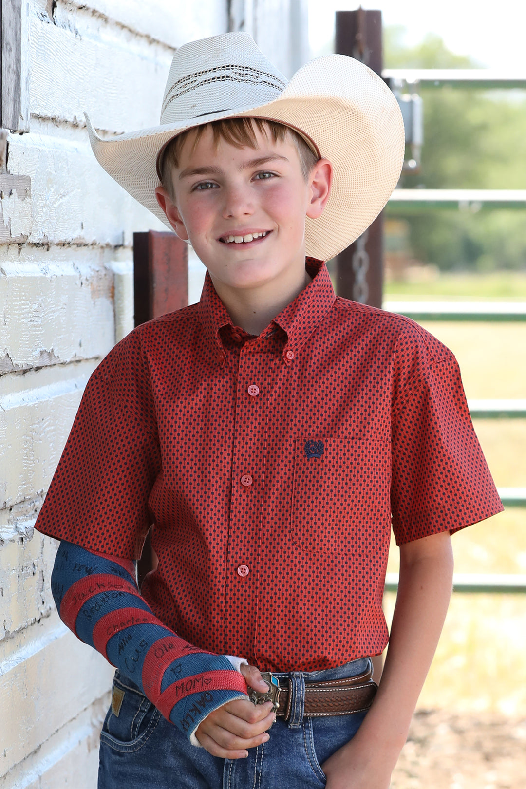 Cinch Boys Red Short Sleeve Shirt