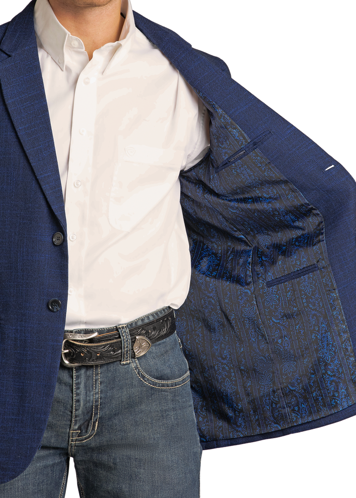 Panhandle Mens Navy Basket Weave Sportscoat