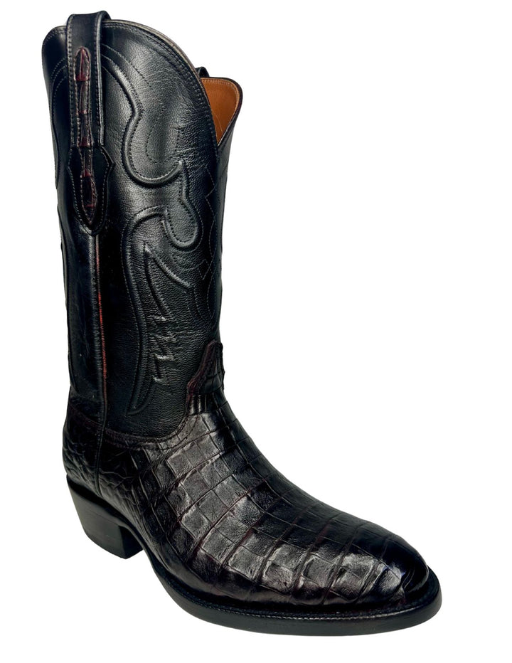 Black Jack Mens Black Cherry Caiman Belly Boots