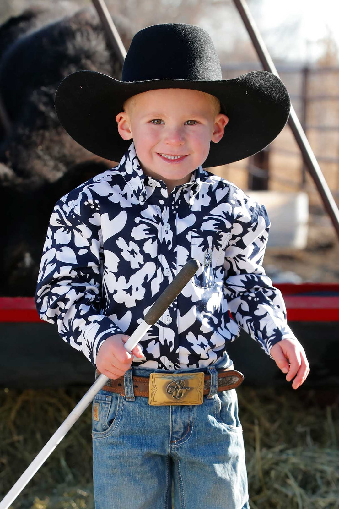 Cinch Boys Navy Flower Print Shirt