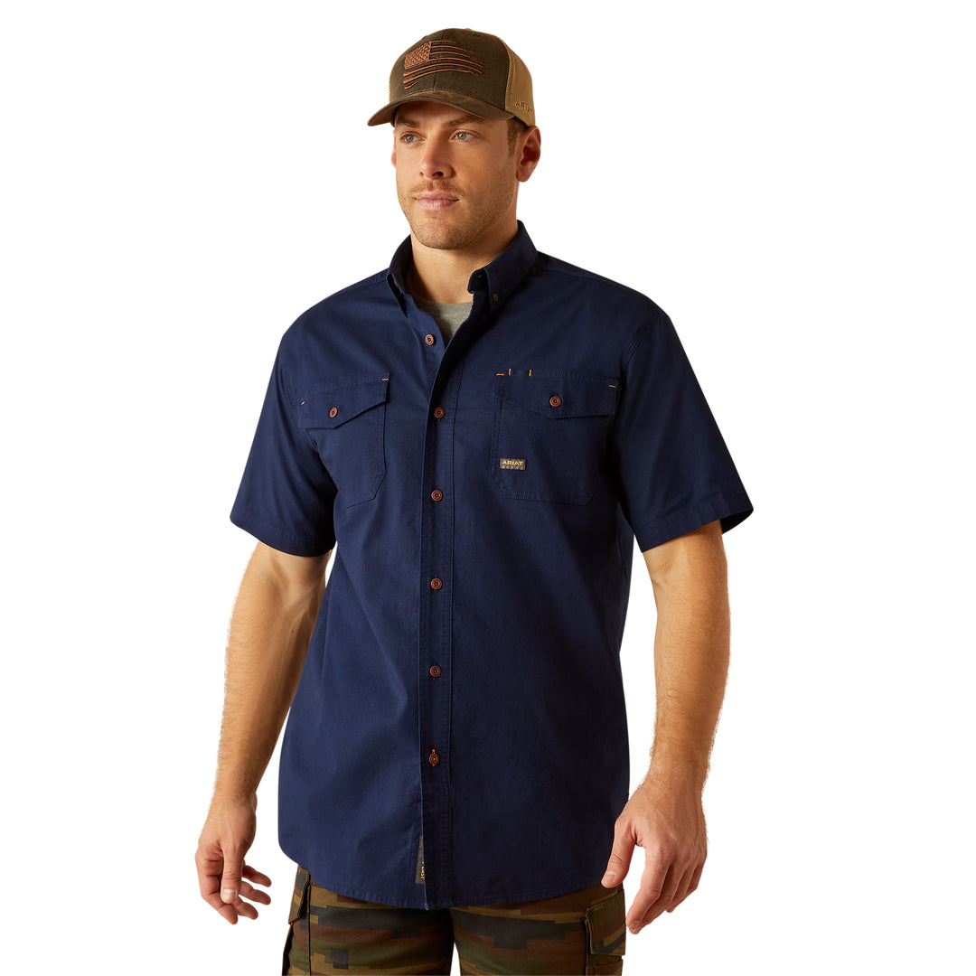 Ariat Mens Navy Rebar Made Tough DuraStretch Work Shirt