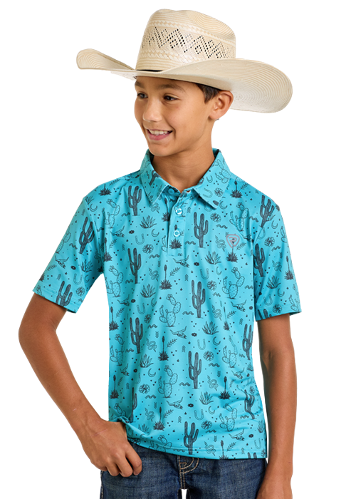 Panhandle Boys Turquoise Cactus Polo