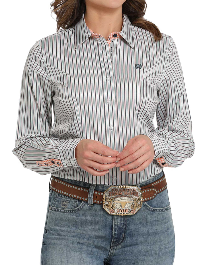 Cinch Womens Striped Long Sleeve Shirt