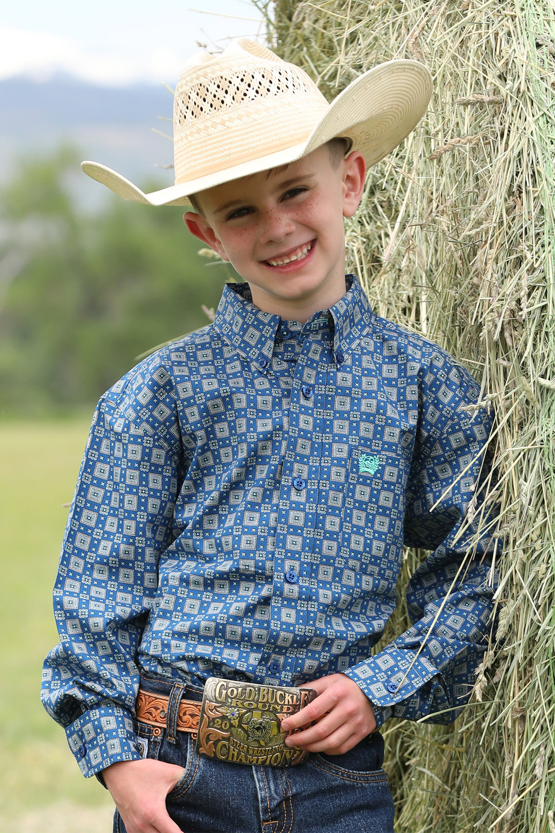 Cinch Boys Navy Long Sleeve Shirt