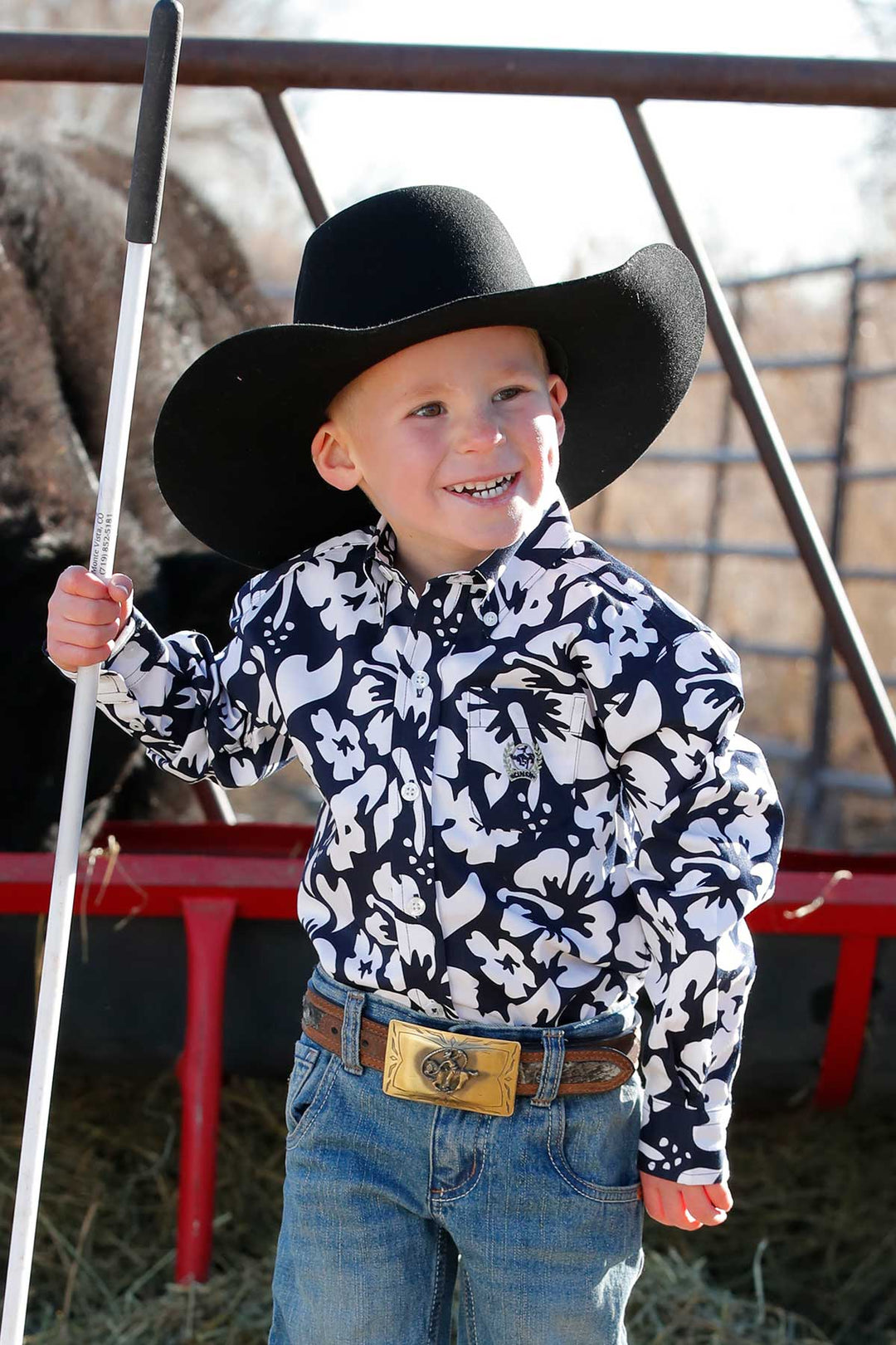 Cinch Boys Toddler Navy Flower Shirt