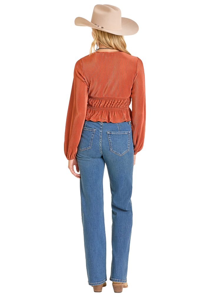 Panhandle Womens Scarlet Plisse Blouse