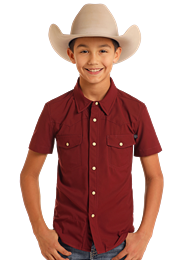 Panhandle Boys Maroon Snap Tek Short Sleeve Shirt