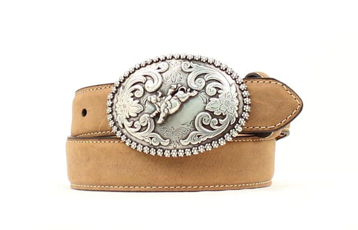 Kids 1 1/4 Tan Belt with Floral Buckle