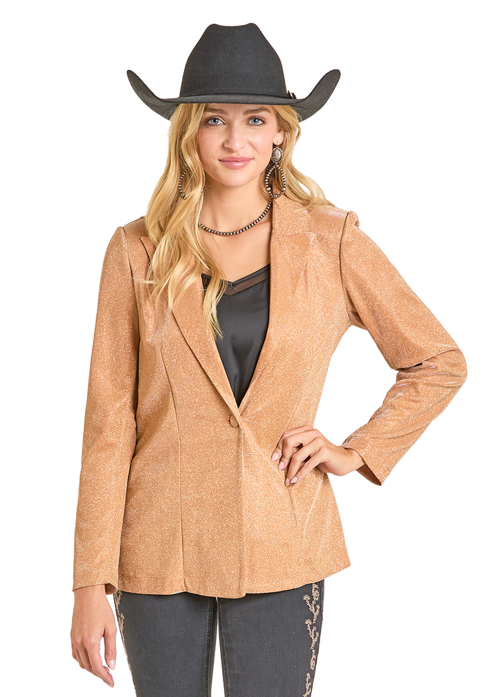 Panhandle Womens Orange Iridescent Blazer