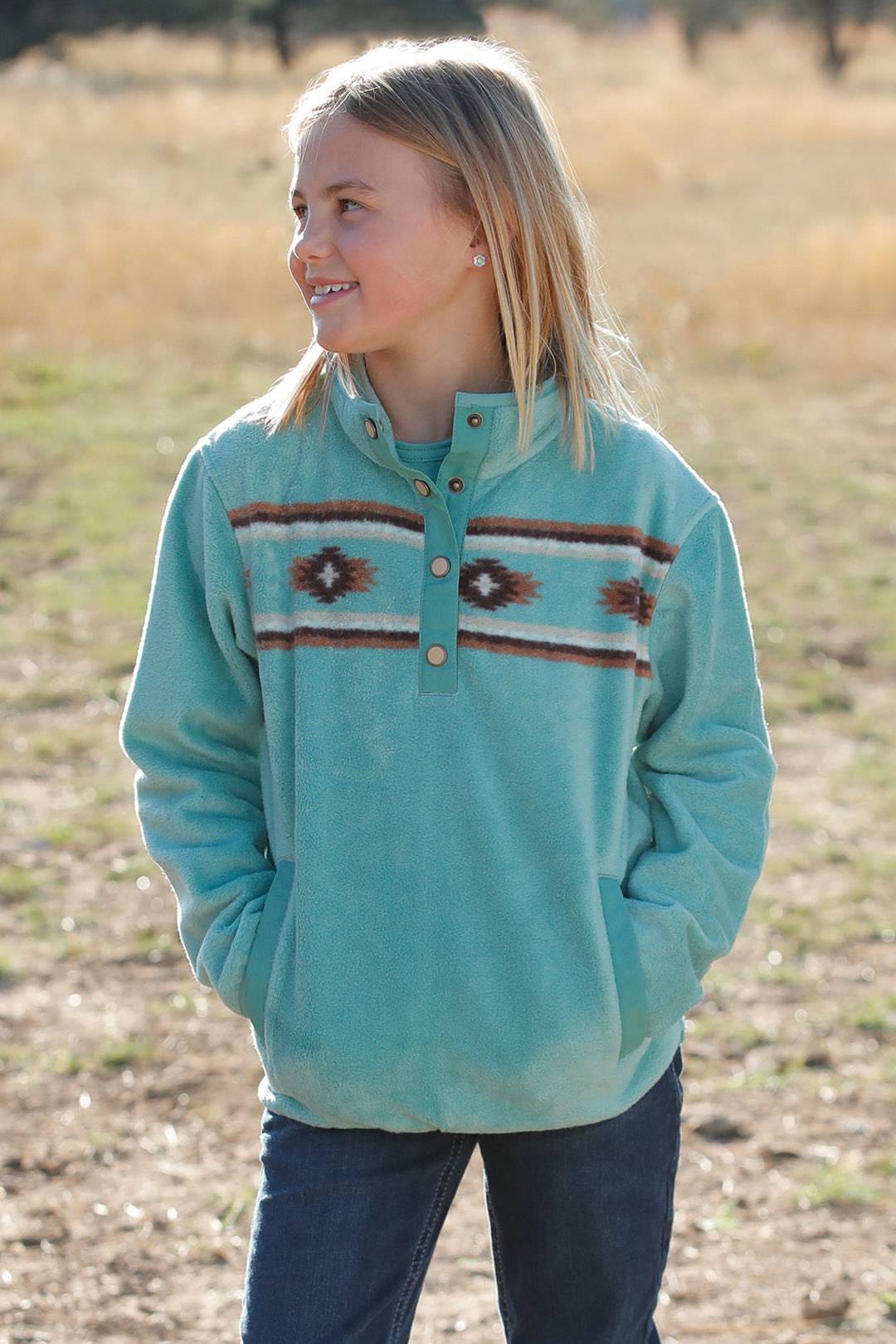 Cinch Girls Turquoise Fleece Pullover