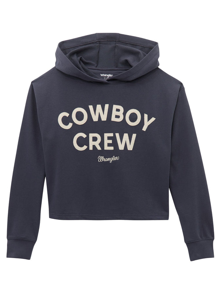 Wrangler Womens Cowboy Crew Cropped Relaxed Hoodie