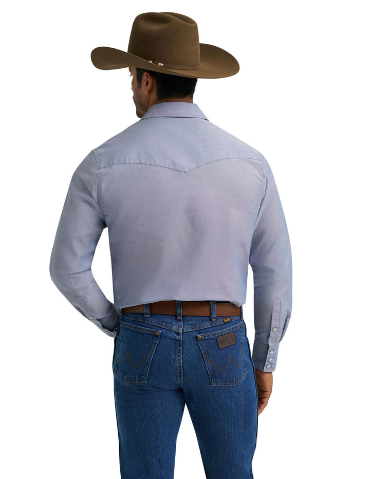Wrangler Mens Western Chambray Long Sleeve Shirt