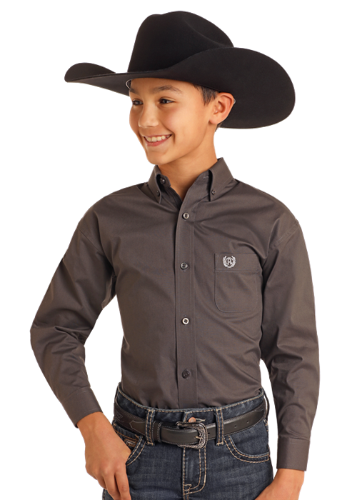 Panhandle Boys Brown Long Sleeve Shirt
