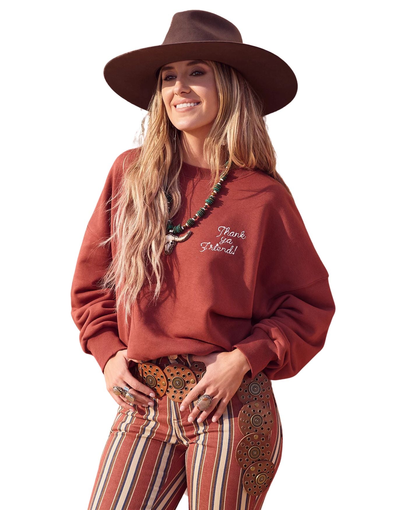 Wrangler Womens Lainey Wilson Thank Ya Friend Crew Sweatshirt