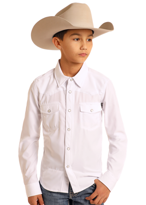 Panhandle Boys Solid White Long Sleeve Shirt