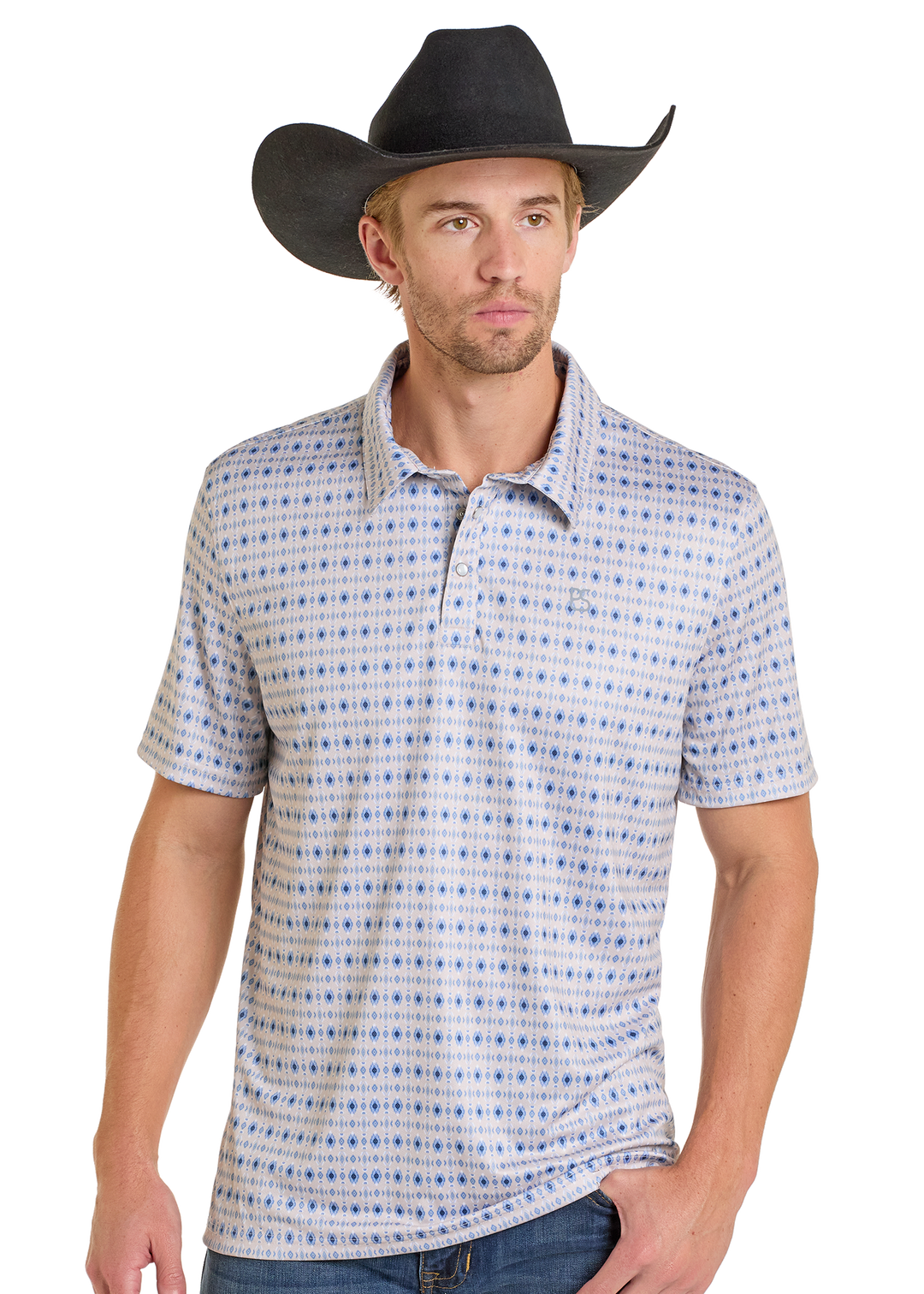 Panhandle Mens Natural Blue Snap Polo