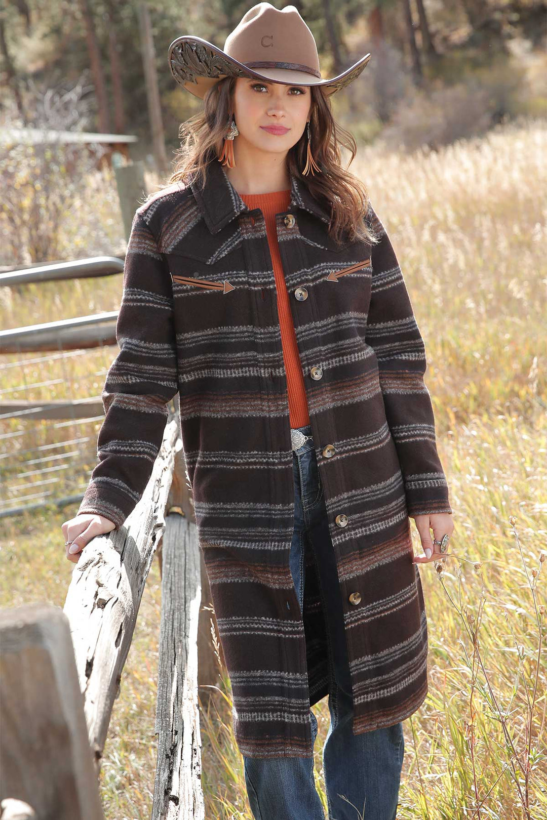 Cinch Women's Brown Sweater Knit Duster
