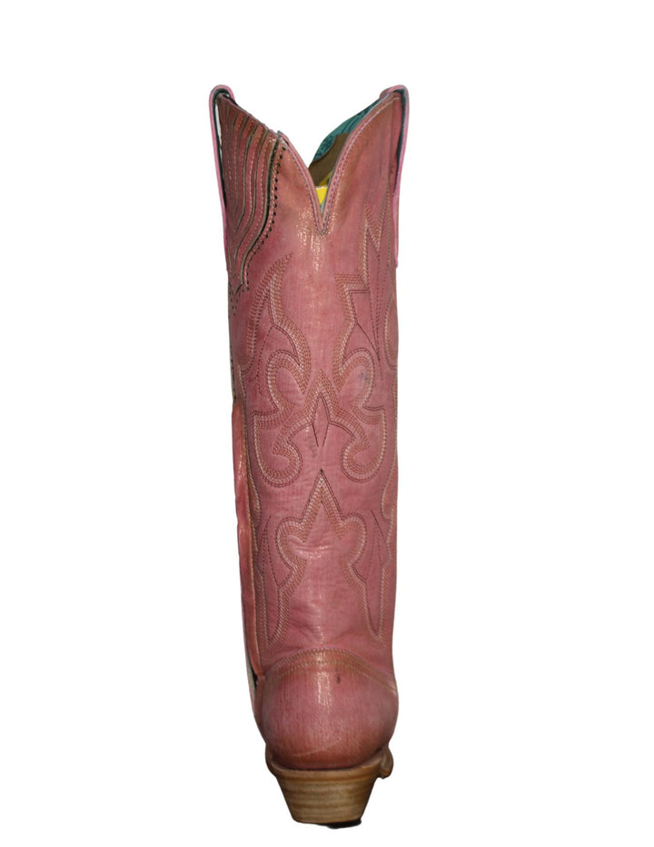 Corral Womens Pink Embroidery Tall Top Boots