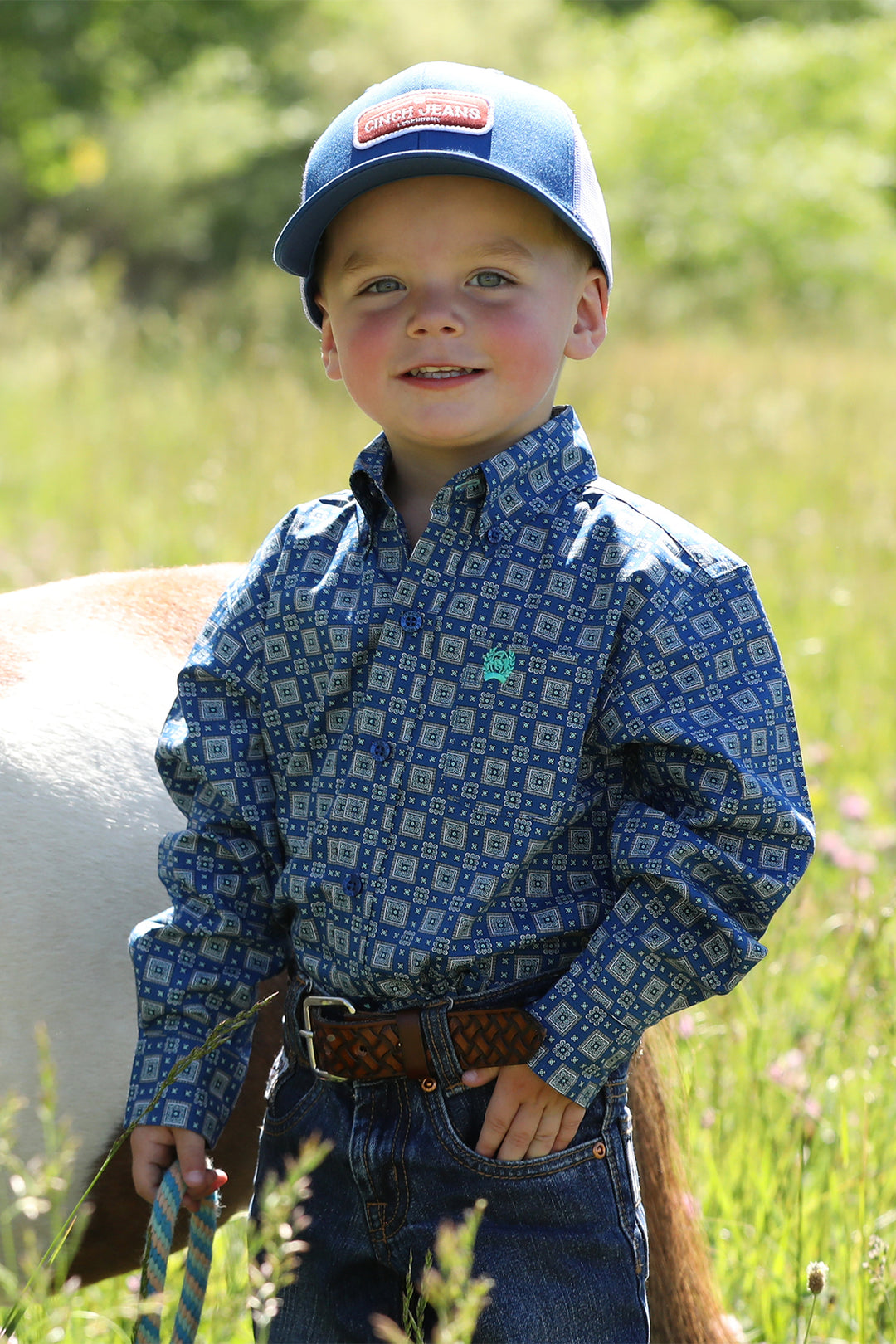 Cinch Boys Navy Long Sleeve Shirt