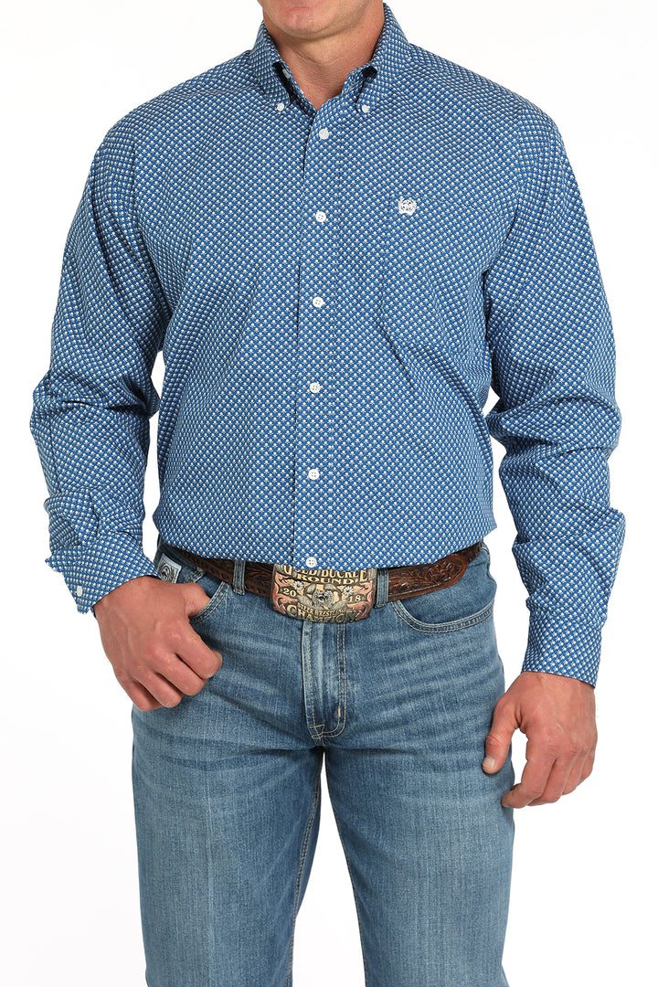 Cinch Mens Blue Long Sleeve Shirt