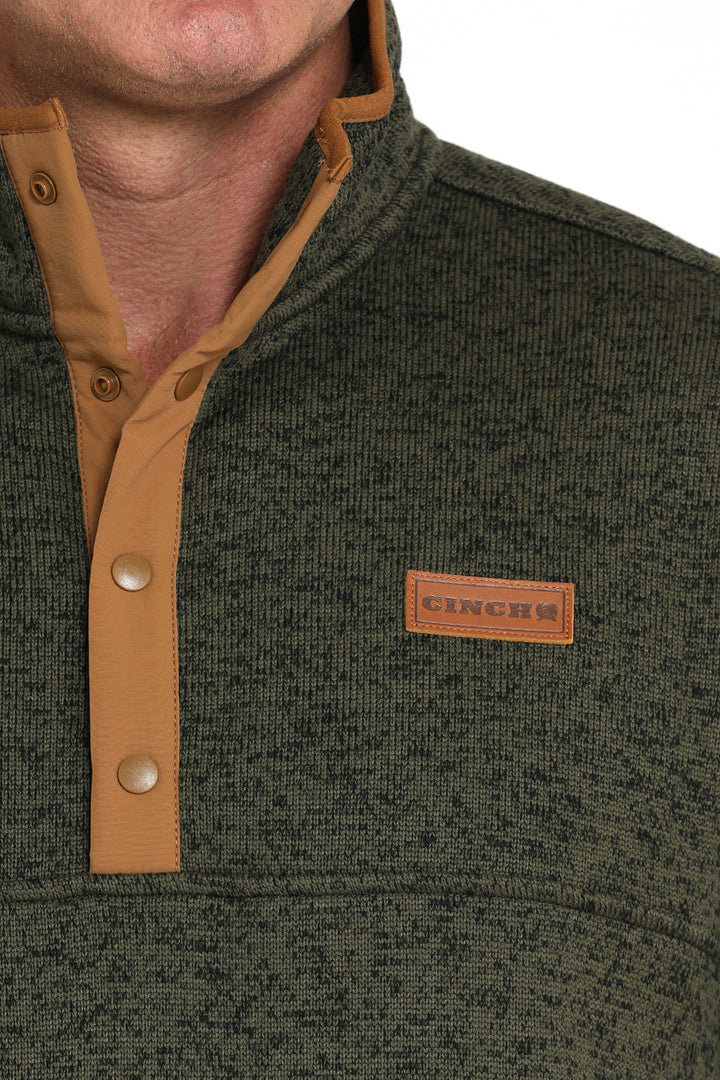 Cinch Mens Olive Quarter Snap Pullover