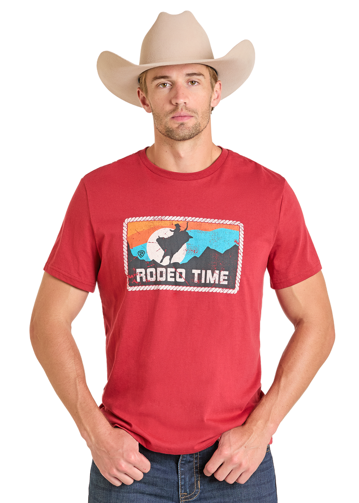 Panhandle Mens Red Rodeo Time T-Shirt