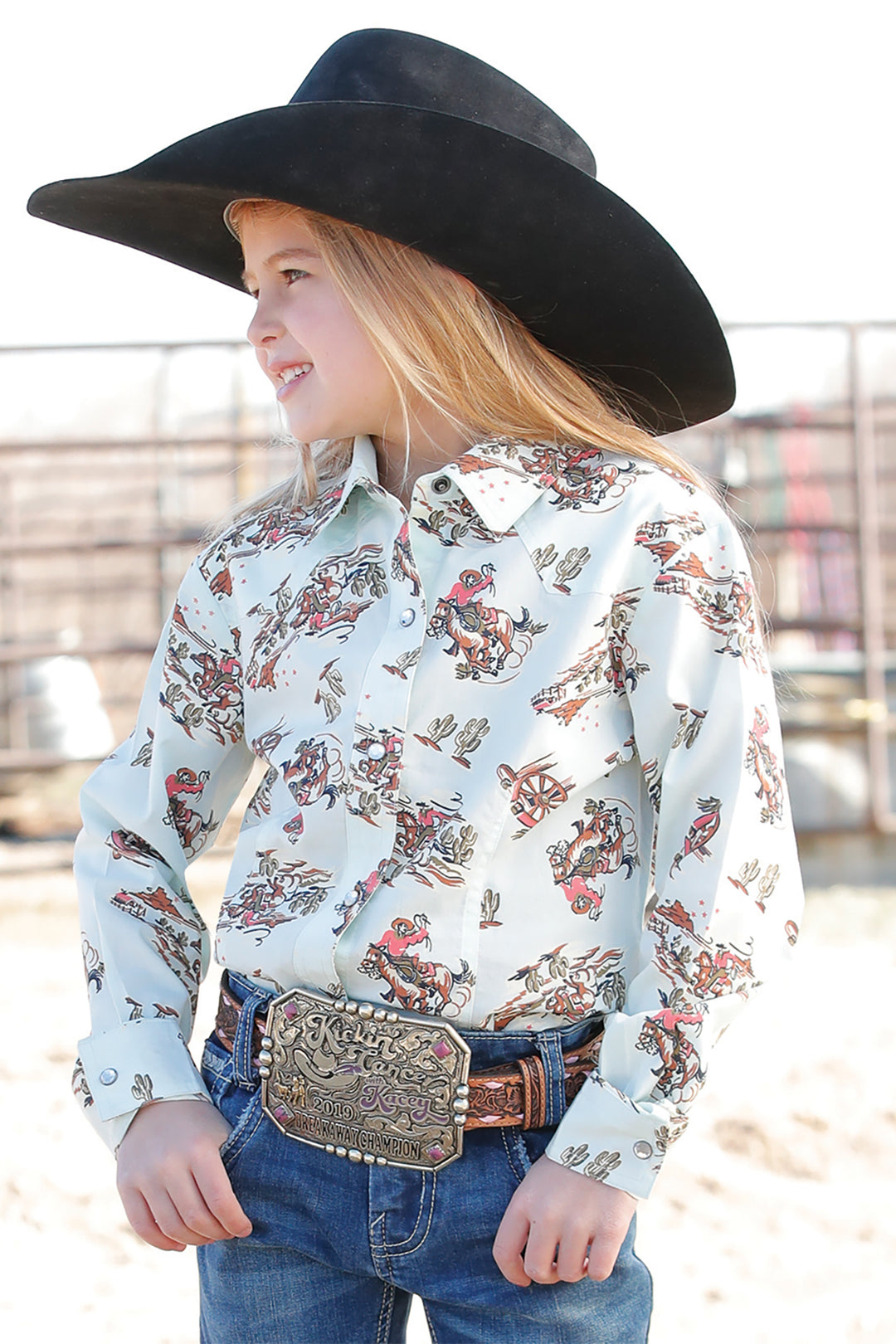 Cinch Girls Cowgirl Print Shirt