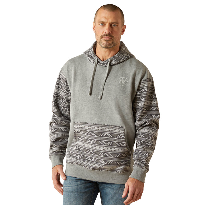 Ariat Mens Grey Geo Southwestern Color Block Hoodie
