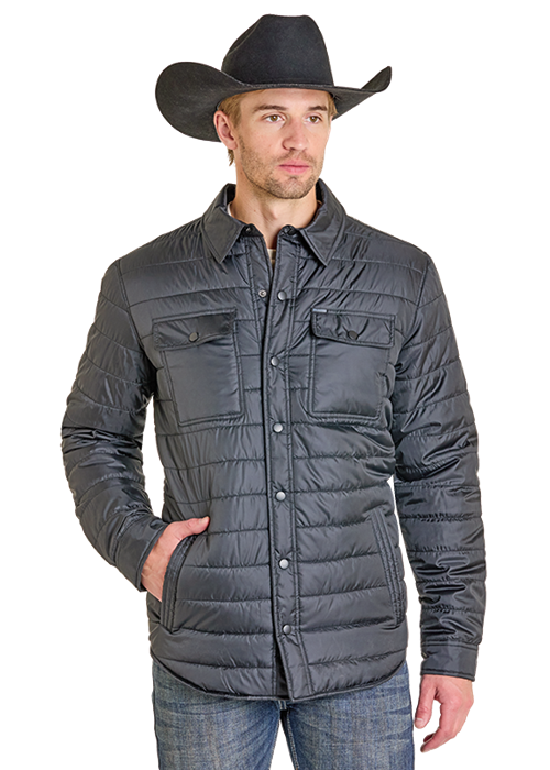 Panhandle Mens Puffer Print Lined Shirt Jacket