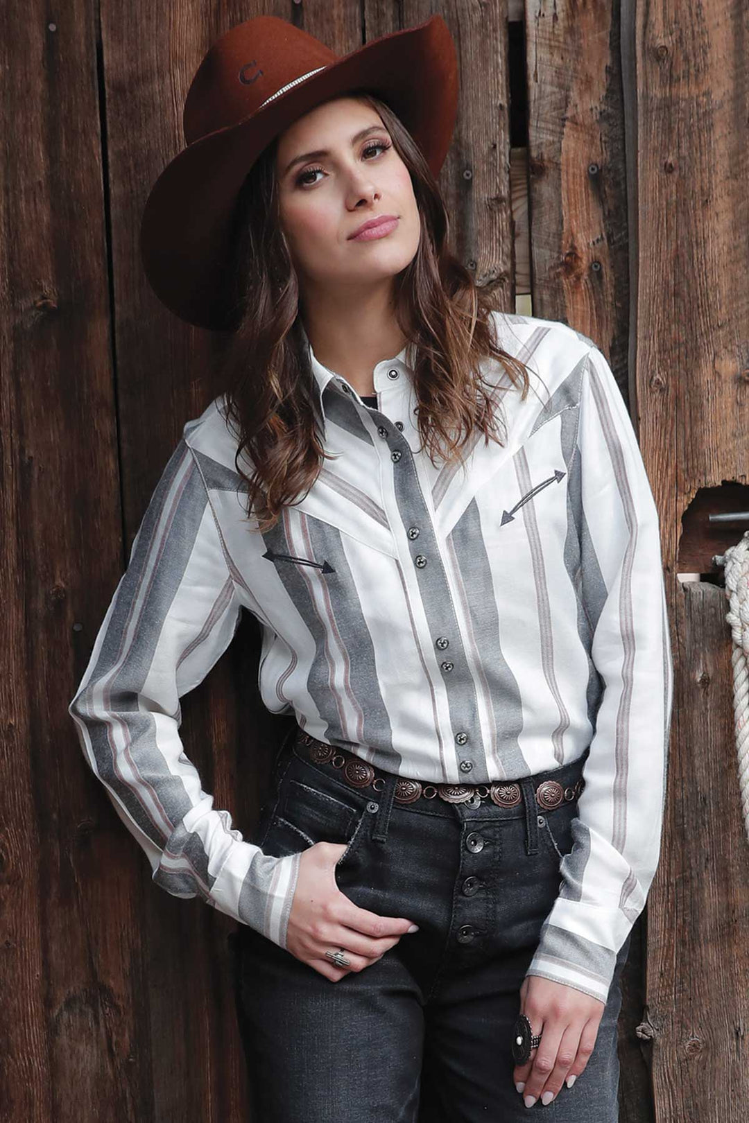 Cinch Womens Stripe Long Sleeve Shirt