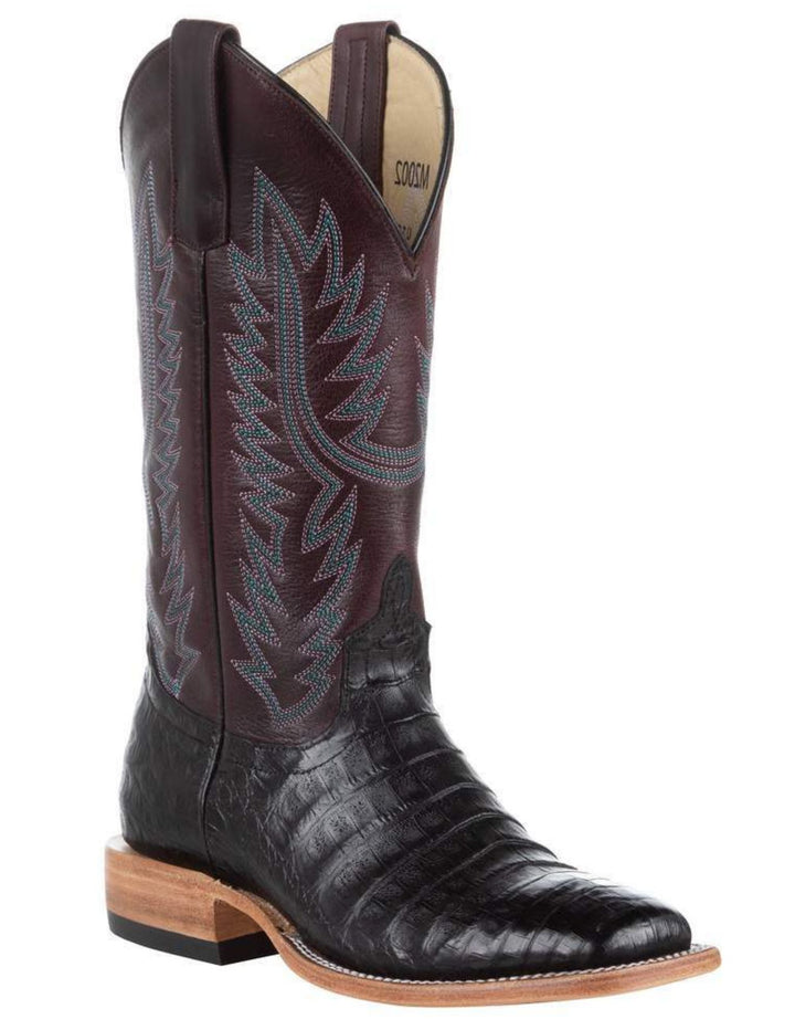 Macie Bean Womens Black Caiman Belly Boots