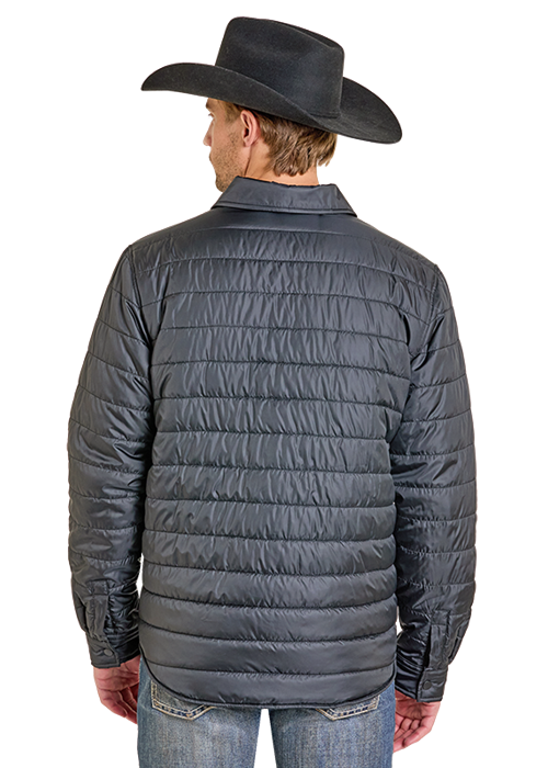 Panhandle Mens Puffer Print Lined Shirt Jacket