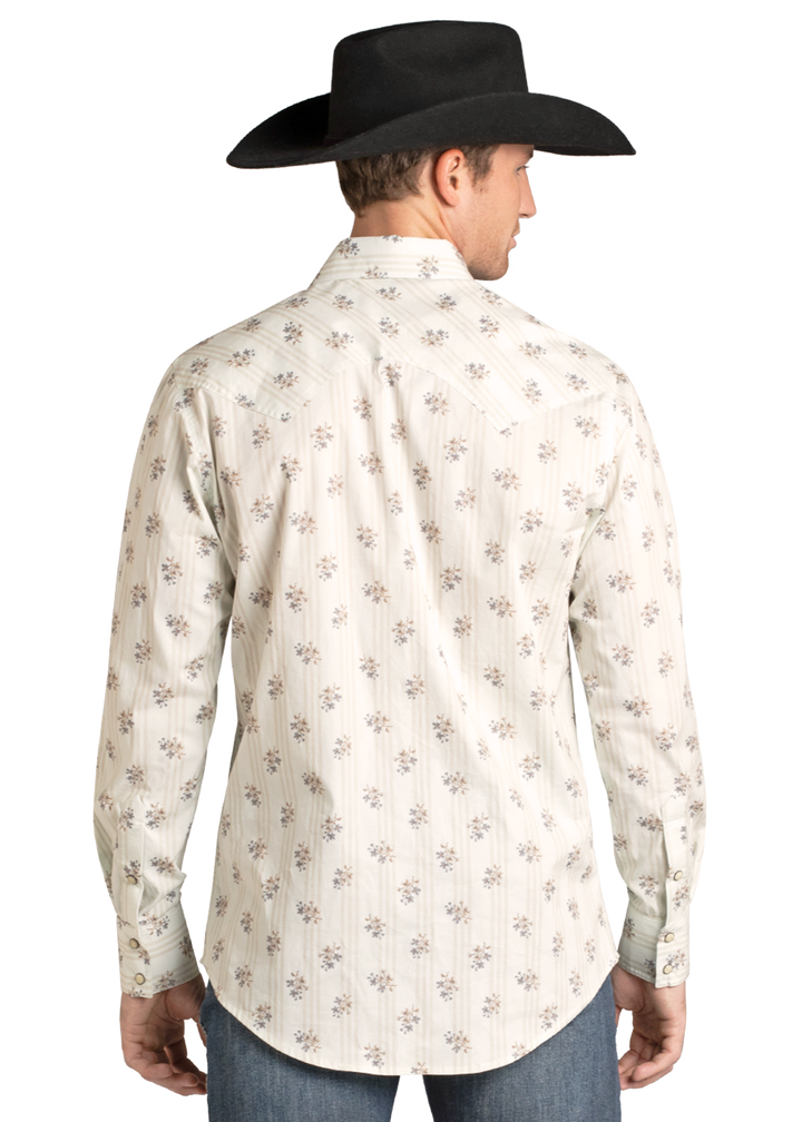 Panhandle Mens Slim Fit Natural Floral Long Sleeve Shirt