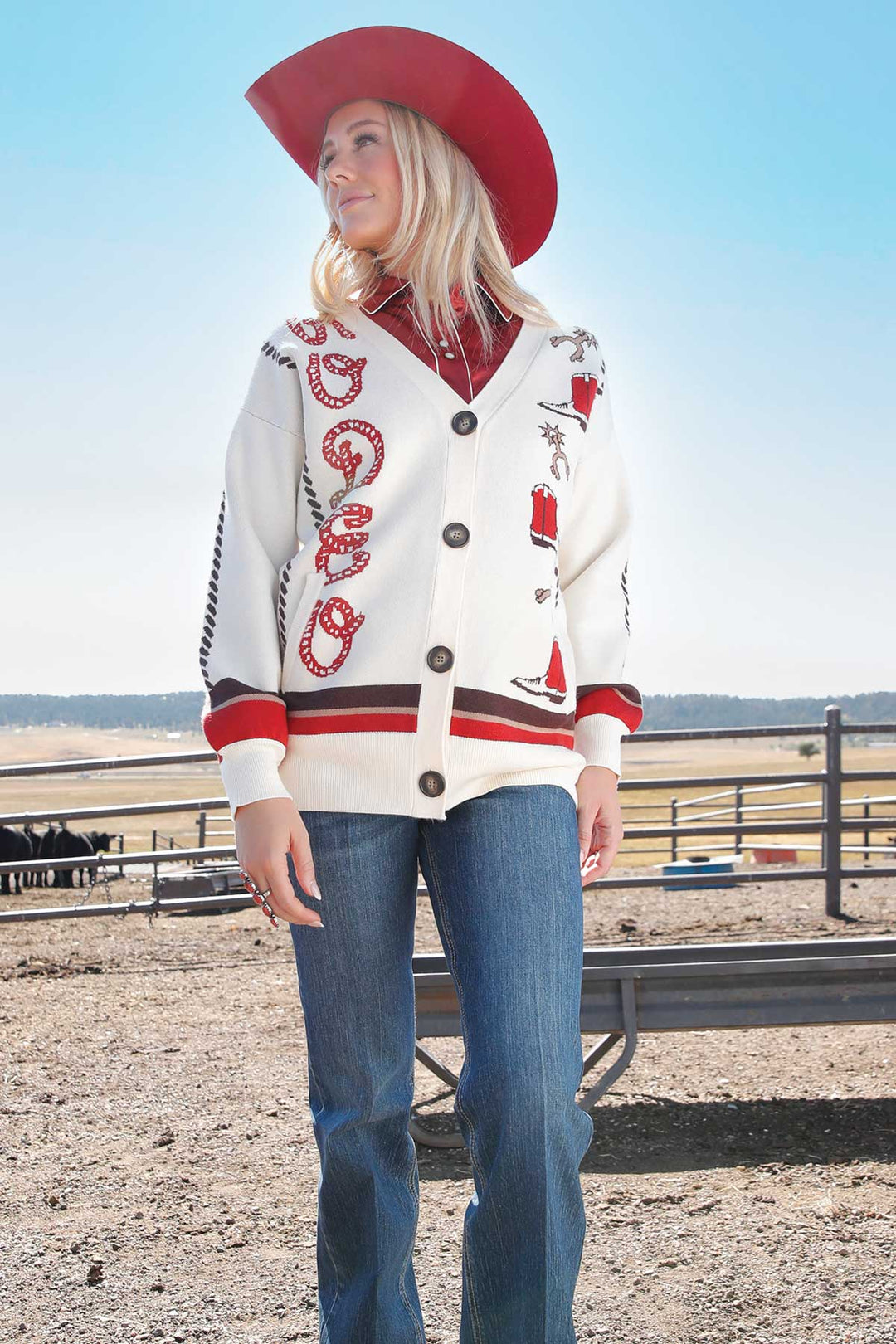 Cinch Womens Cream Rodeo Cardigan