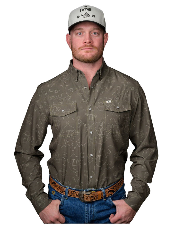 Ferrell Mens The Carson Green Long Sleeve Shirt