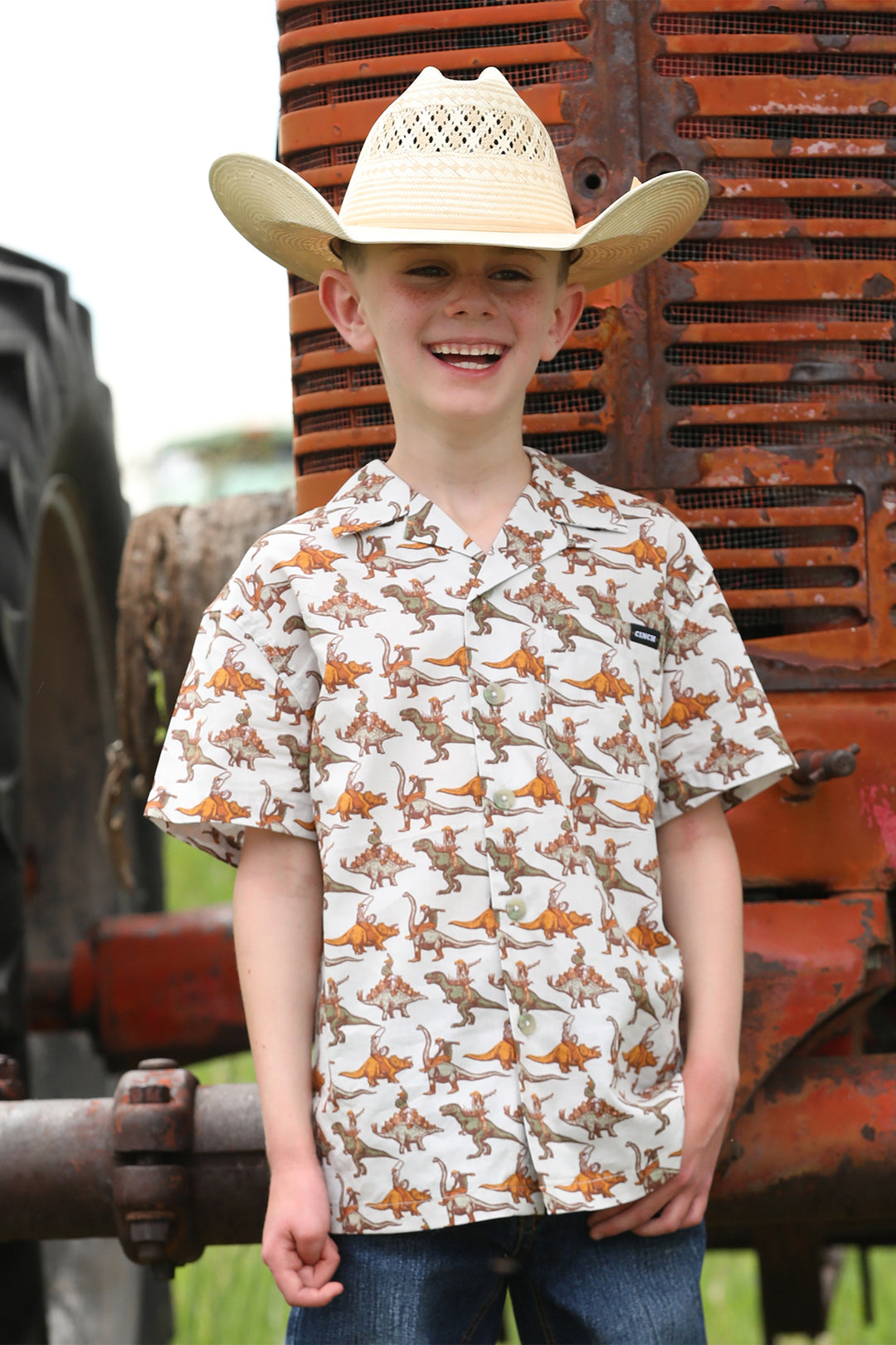 Cinch Boys Dinosaur Rodeo Short Sleeve Shirt
