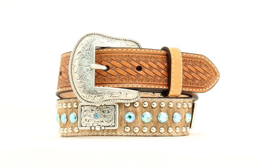 Kids Hair on Hide with Blue Studs Belt
