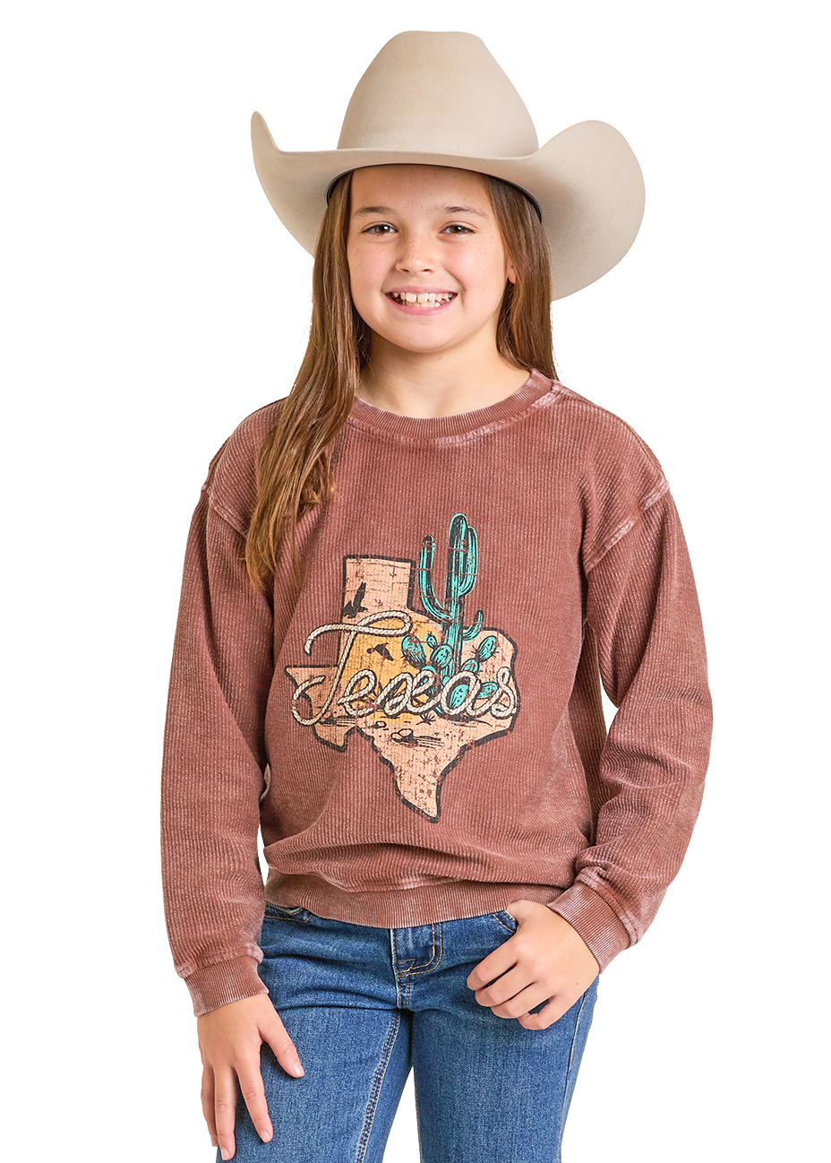 Panhandle Girls Brown Texas Graphic Sweatshirt