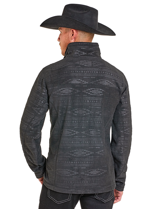Panhandle Mens Black Embossed Fleece Pullover