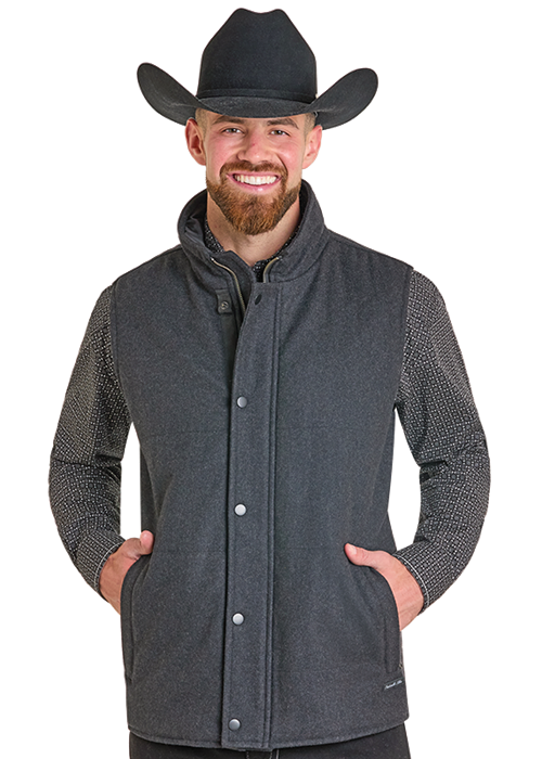 Panhandle Mens Solid Heather Wool Puffer Vest