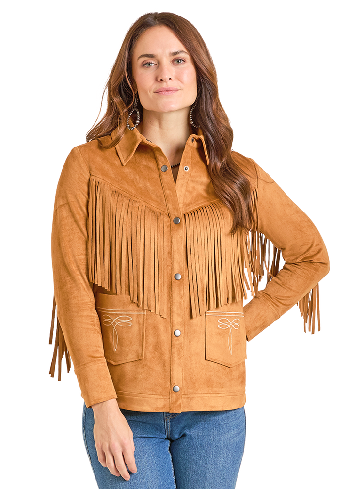 Panhandle Womens Fringed Yoke Shacket