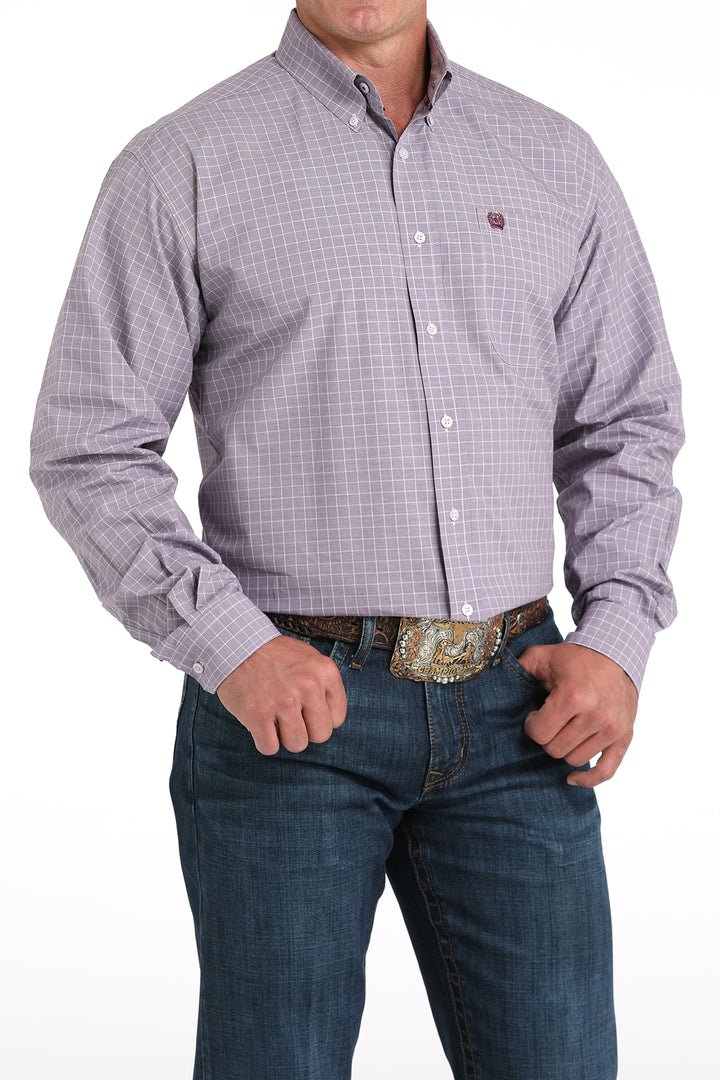 Cinch Mens Lilac Classic Fit Button-Down Western Shirt